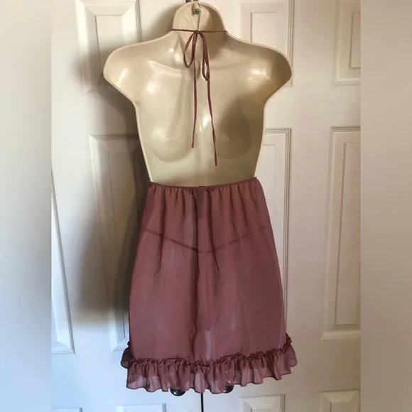 Victorias’s Secret Lingerie Top Medium And Lace G String Thong Maroon Baby Doll - Picture 6 of 13